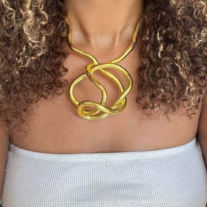 Iron Plated Curved Flexible Snake Necklace