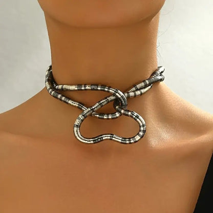 Iron Plated Curved Flexible Snake Necklace