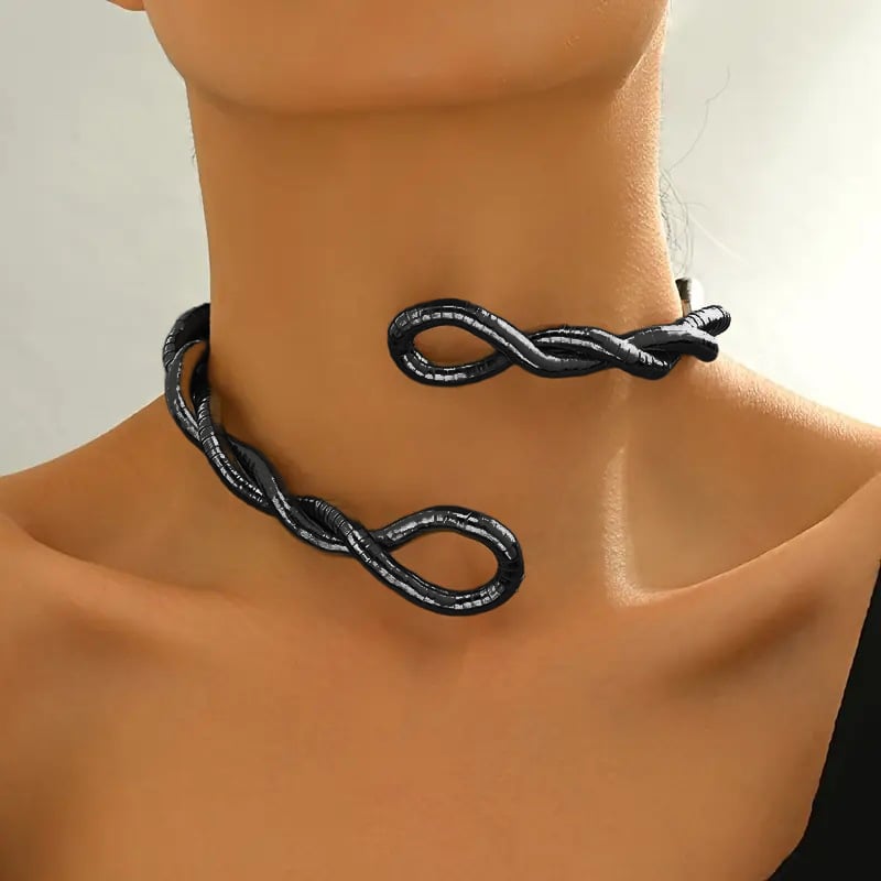 Iron Plated Curved Flexible Snake Necklace